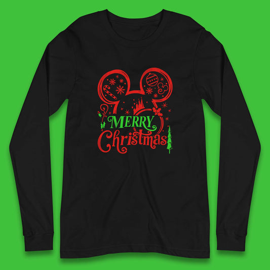 mickey mouse head christmas long sleeve t shirt