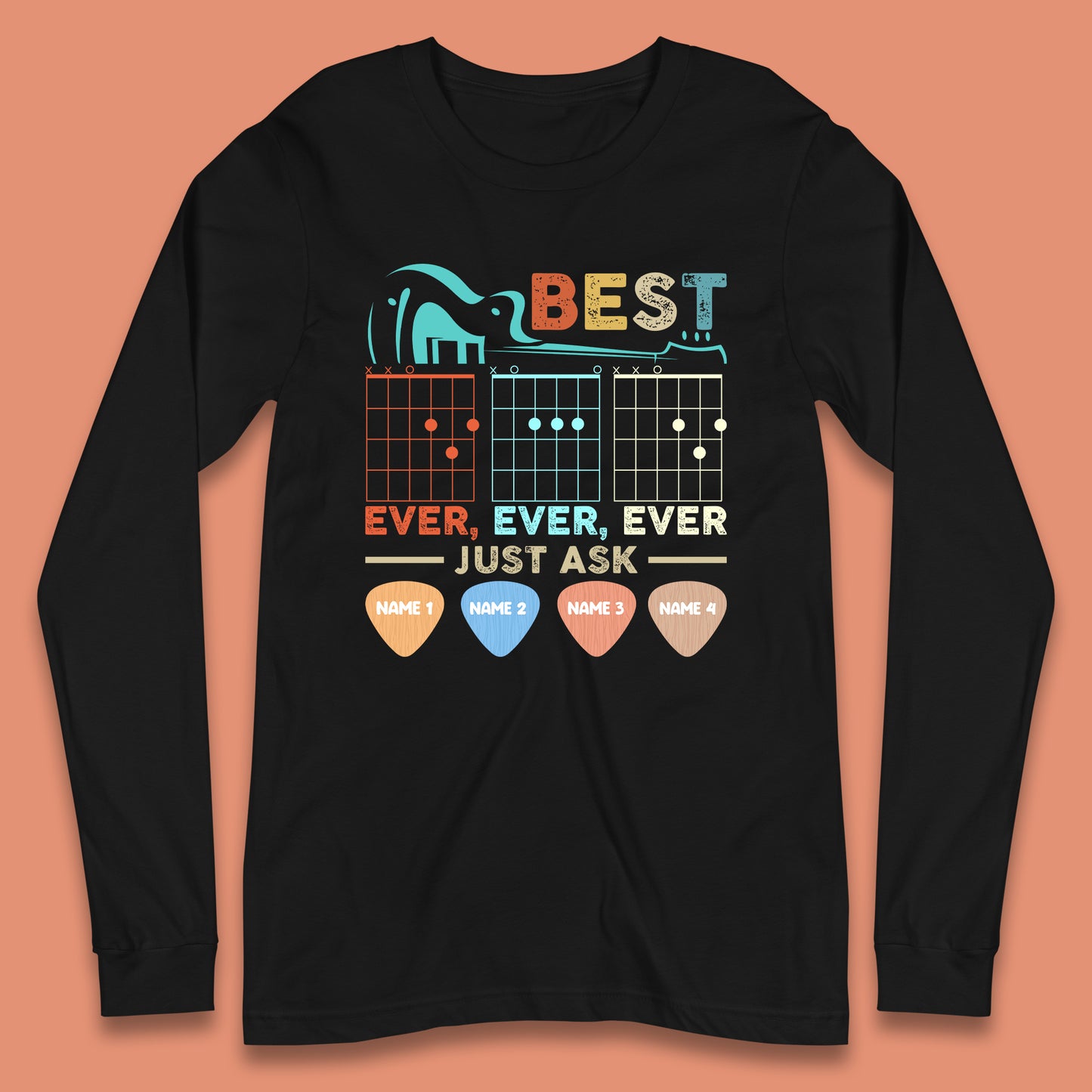 Personalised Best Guitar Dad Long Sleeve T-Shirt