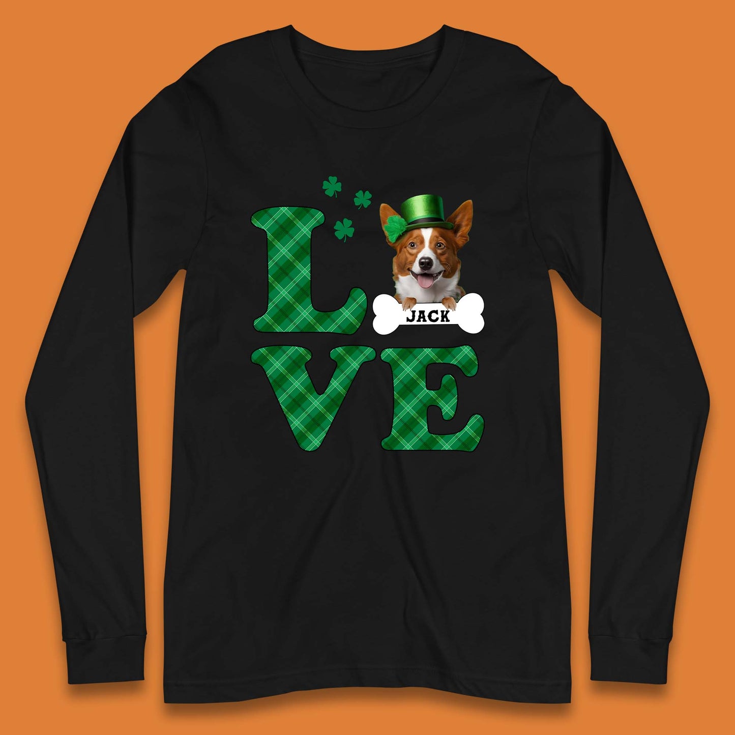 Personalised Love St. Patrick's Dog Long Sleeve T-Shirt