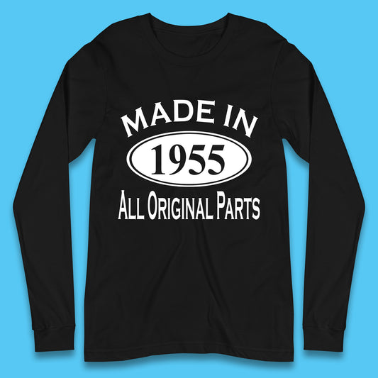 Made In 1955 All Original Parts Vintage Retro 68th Birthday Funny 68 Years Old Birthday Gift Long Sleeve T Shirt