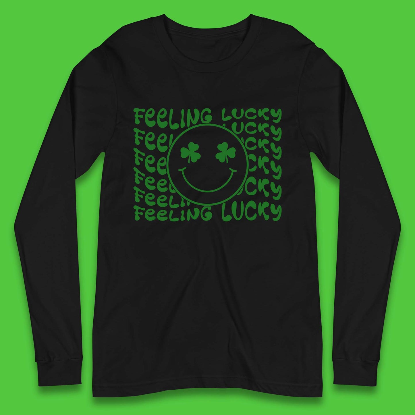 Feeling Lucky Smiley Shamrock Long Sleeve T-Shirt