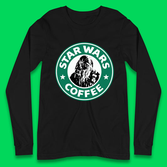 Chewbacca Star Wars Coffee Sci-fi Action Adventure Movie Character Starbucks Coffee Spoof 46th Anniversary Long Sleeve T Shirt