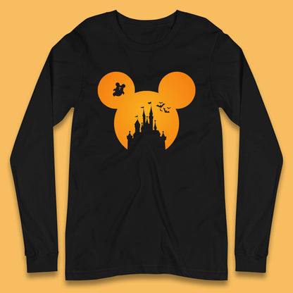 Disney Mickey Mouse Happy Halloween Disney Castle Halloween Scary Boo Flying Bats Long Sleeve T Shirt