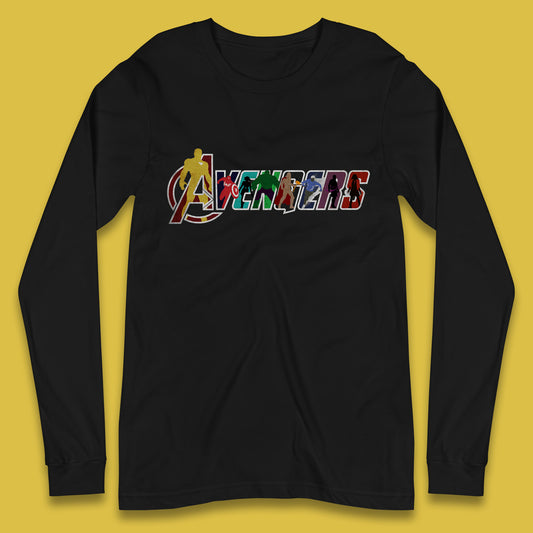 Marvel Avengers Super Heroes Movie Characters Spider Man, Hulk, Iron Man, Thor, Captain America Avengers Group Long Sleeve T Shirt