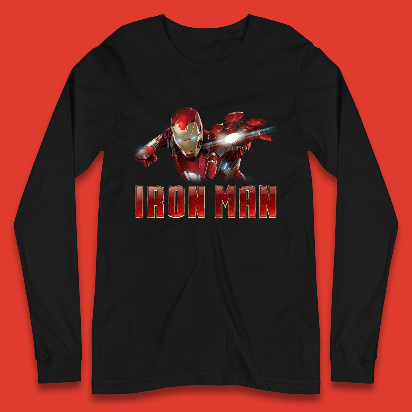 Iron Man Superhero Marvel Avengers Comic Book Character Flaying Iron-Man Marvel Comics Long Sleeve T Shirt