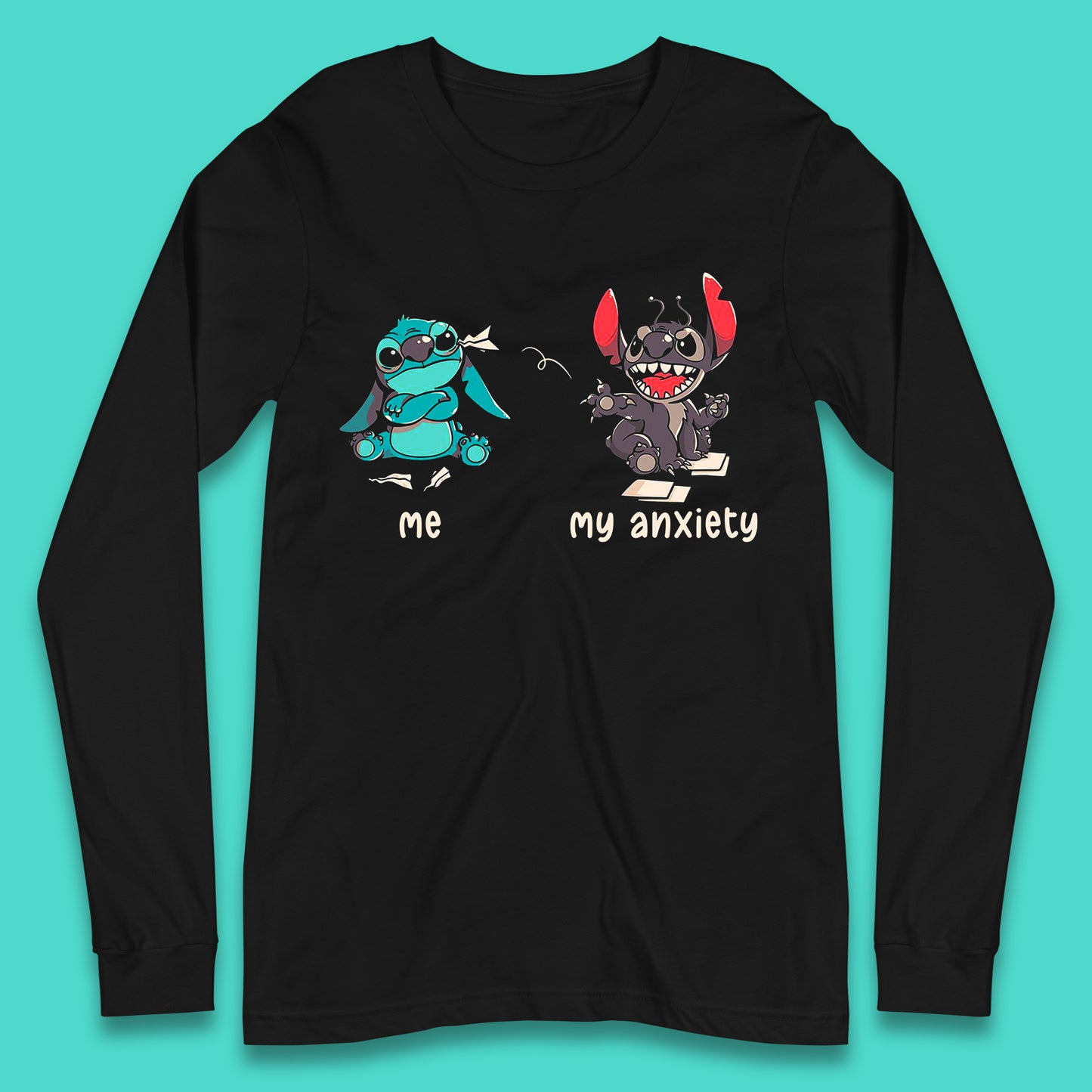 Disney Ohana Funny Me My Anxiety Ohana Lilo & Stitich Disneyland Cartoon Character Walt Disney Long Sleeve T Shirt