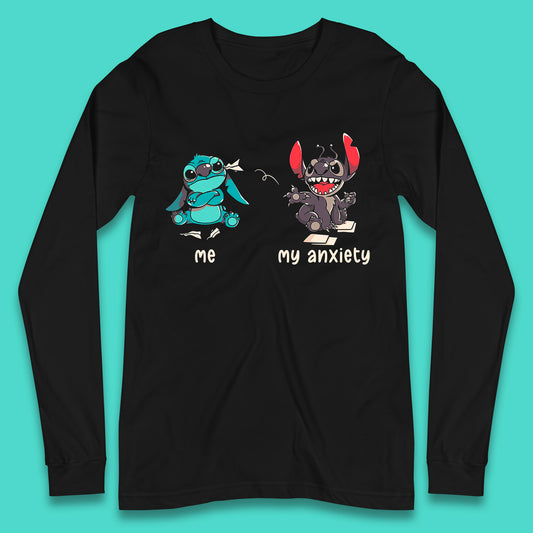 Disney Ohana Funny Me My Anxiety Ohana Lilo & Stitich Disneyland Cartoon Character Walt Disney Long Sleeve T Shirt