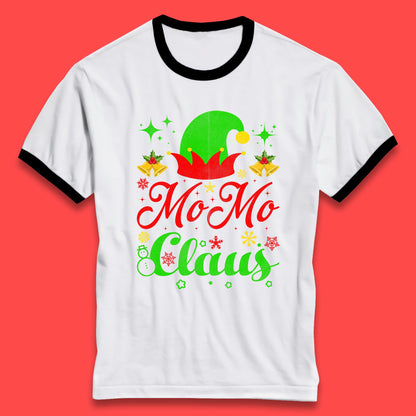 christmas momo claus elf hat ringer t shirt