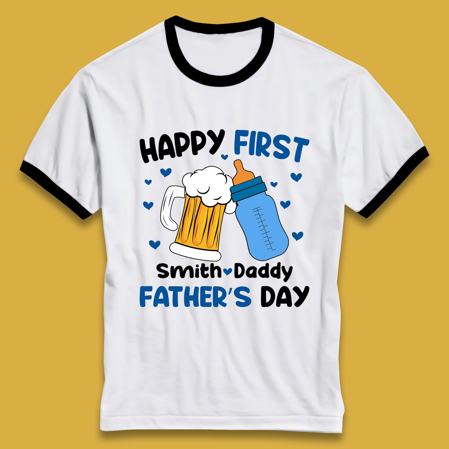 Personalised Happy First Father's Day Ringer T-Shirt