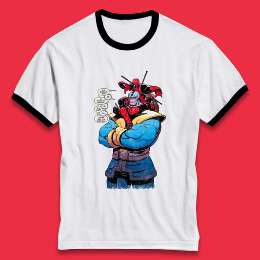 Marvel Comics Deadpool Minibus 3 Deadpool VS Thanos Comic Book Fictional Character Ringer T Shirt