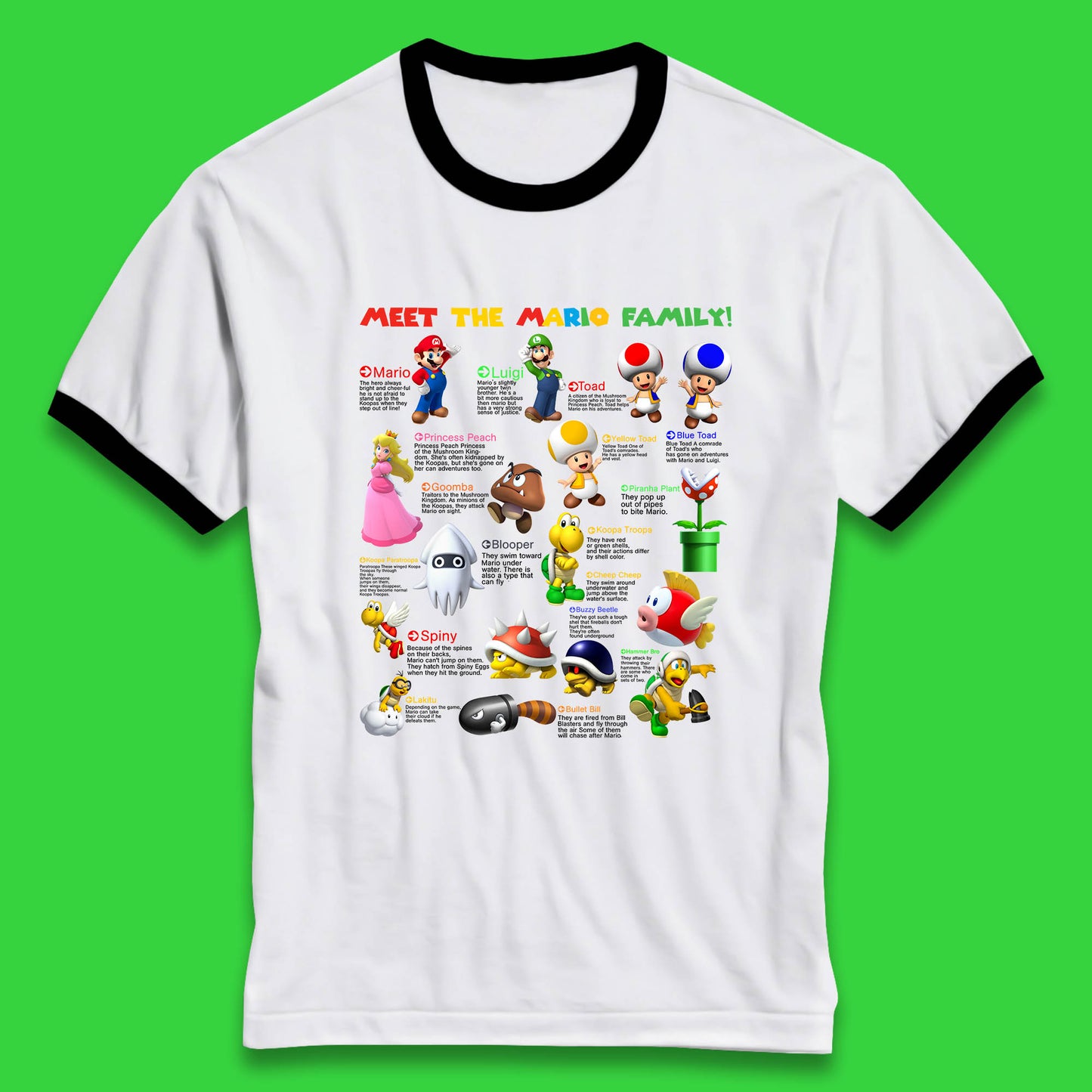 Meet The Mario Family Super Mario Vintage Mario Family Matching Costume Ringer T Shirt