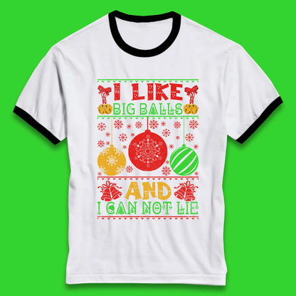 funny balls christmas ringer t shirt