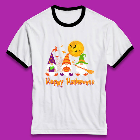 Happy Halloween Gnomies Spooky Witch Gnomes Scary Gnome Lover Ringer T Shirt