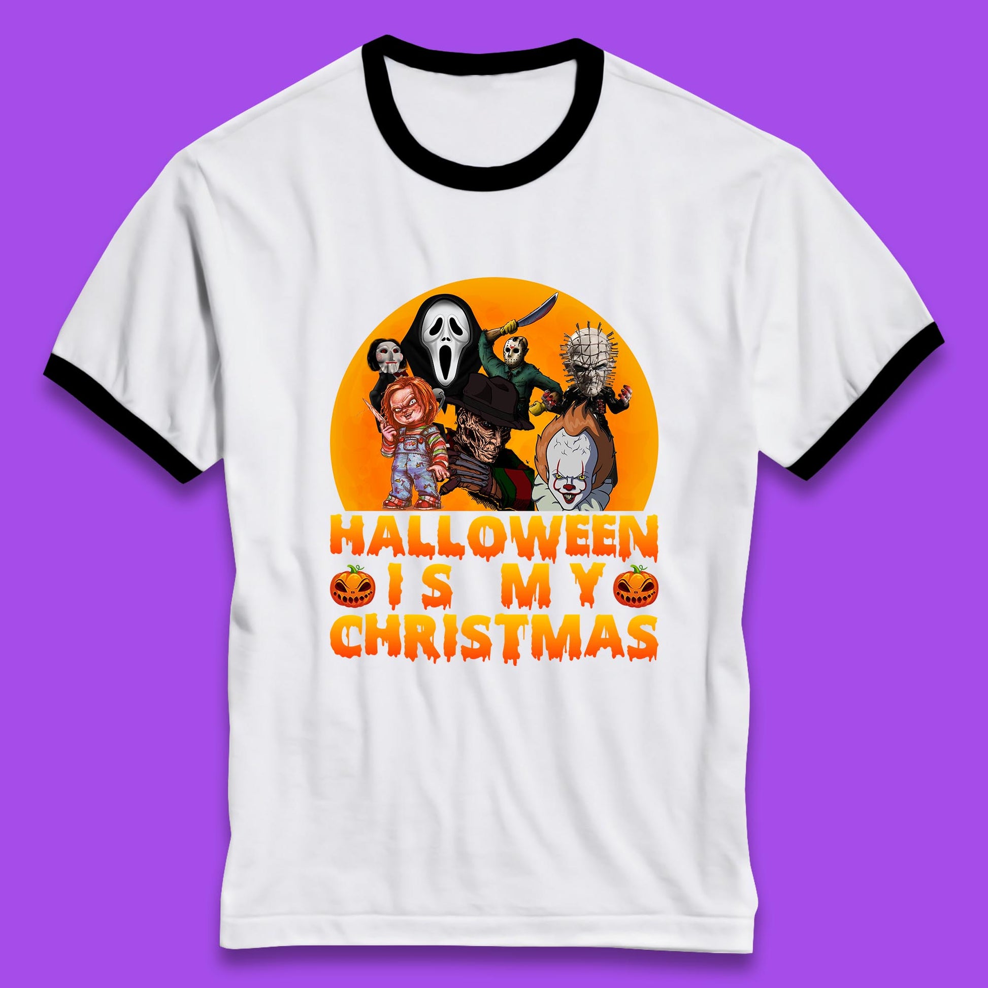 iconic horror movie characters ringer t shirt