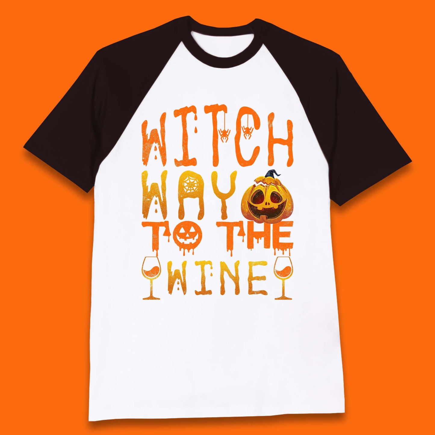 Witch Way To The Wine Funny Halloween Wine Drinking Lover Baseball T Shirt