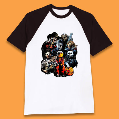 Halloween Horror Movie Characters Friends Halloween Villians Serial Killers Baseball T Shirt