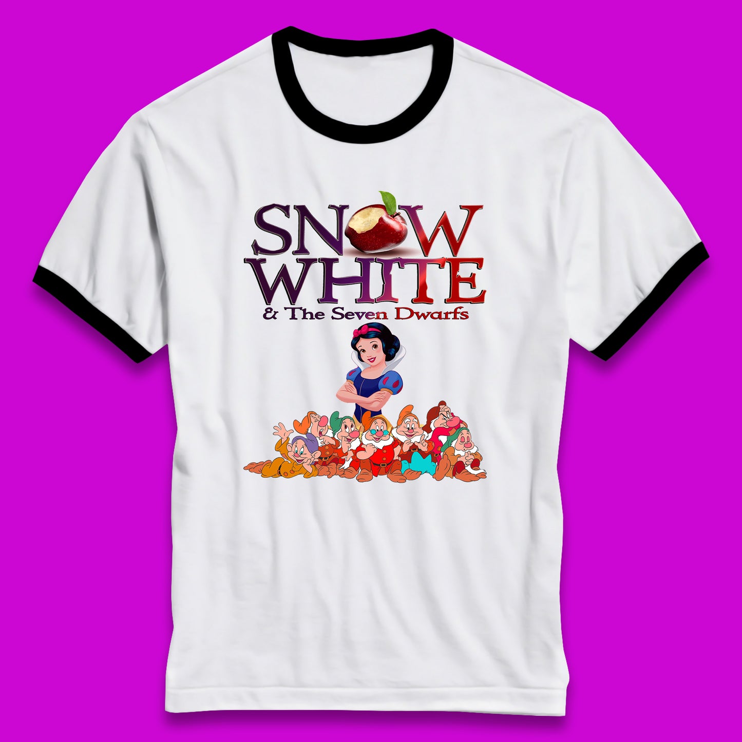 Disney Snow White And The Seven 7 Dwarfs Disney Dwarfs Group Grumpy Sleepy Dopey Doc Sneezy Bashful Happy Disneyland Cartoon Character Ringer T Shirt