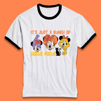 It's Just A Bunch Of Hocus Pocus Halloween Witches Minnie Mouse & Friends Disney Trip Ringer T Shirt