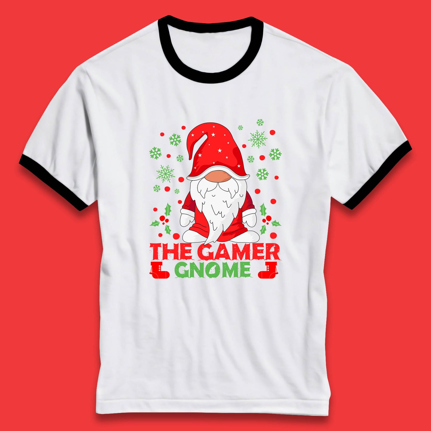 the gamer gnome christmas ringer t shirt