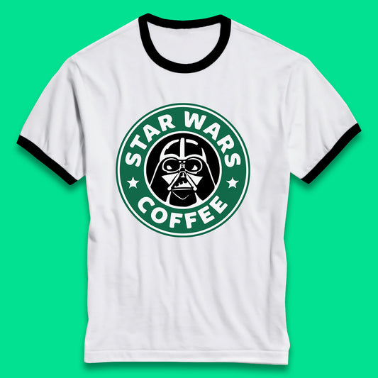 Sci-fi Action Adventure Movie Character Darth Vader Star Wars Coffee Starbucks Coffee Spoof Star Wars 46th Anniversary Ringer T Shirt