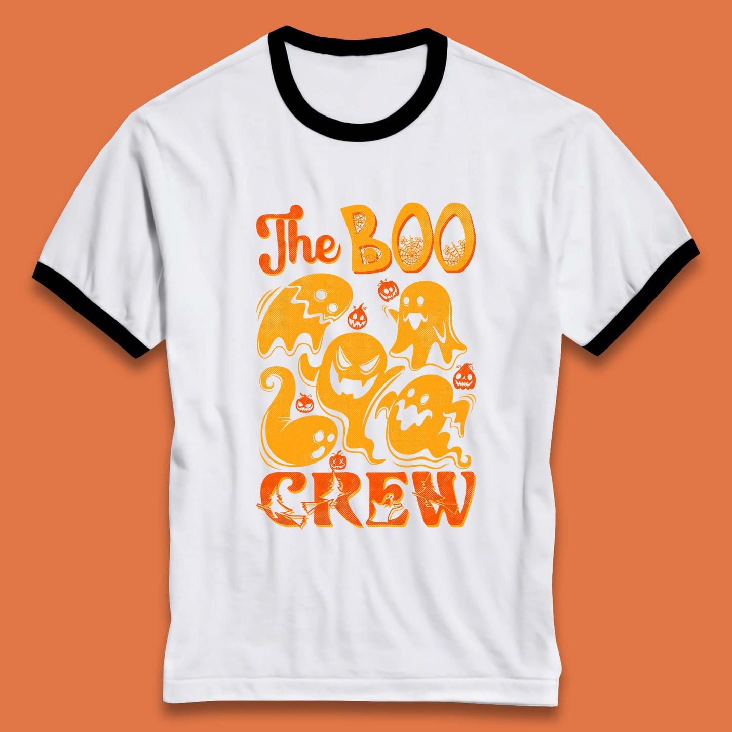 The Boo Crew Halloween Horror Scary Boo Ghost Squad Spooky Vibes Ringer T Shirt