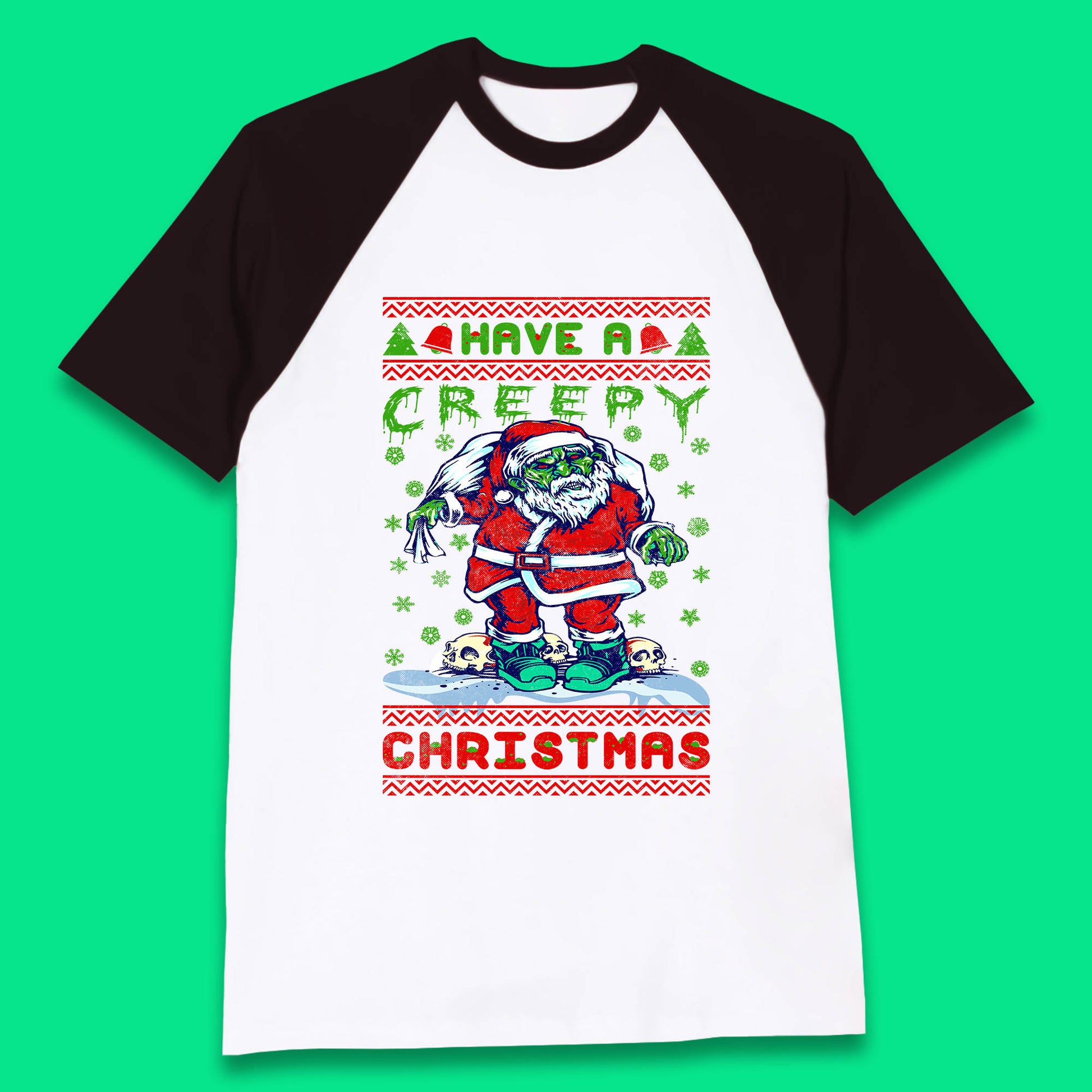 zombie santa claus baseball t shirt