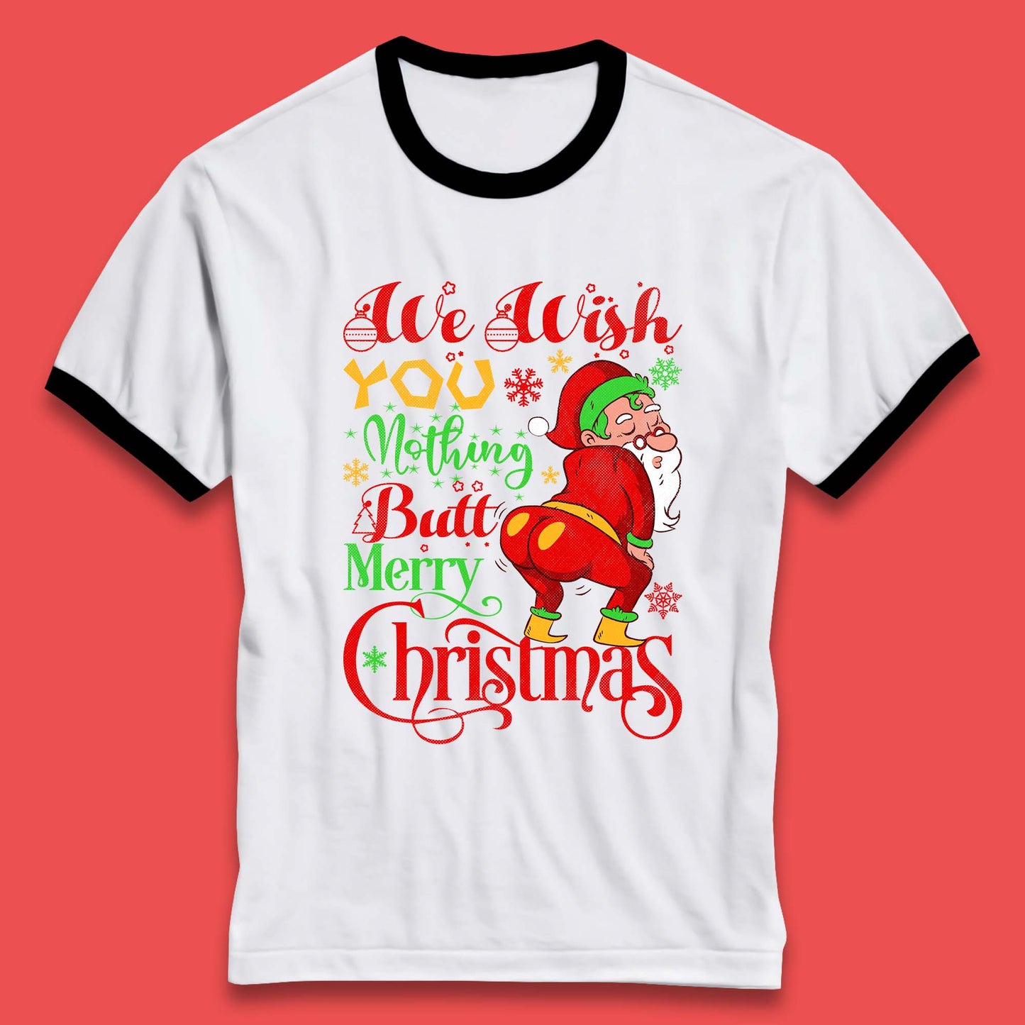 naughty santa christmas ringer t shirt