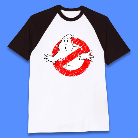Distressed The Real Ghostbusters No Ghost Symbol Retro Halloween Movie Costume Baseball T Shirt