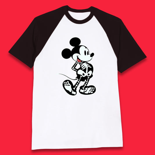 Disney Mickey Mouse Skeleton Funny Horror Scary Cartoon Character Mickey Skull Disneyland Vacation Trip Disney World Baseball T Shirt