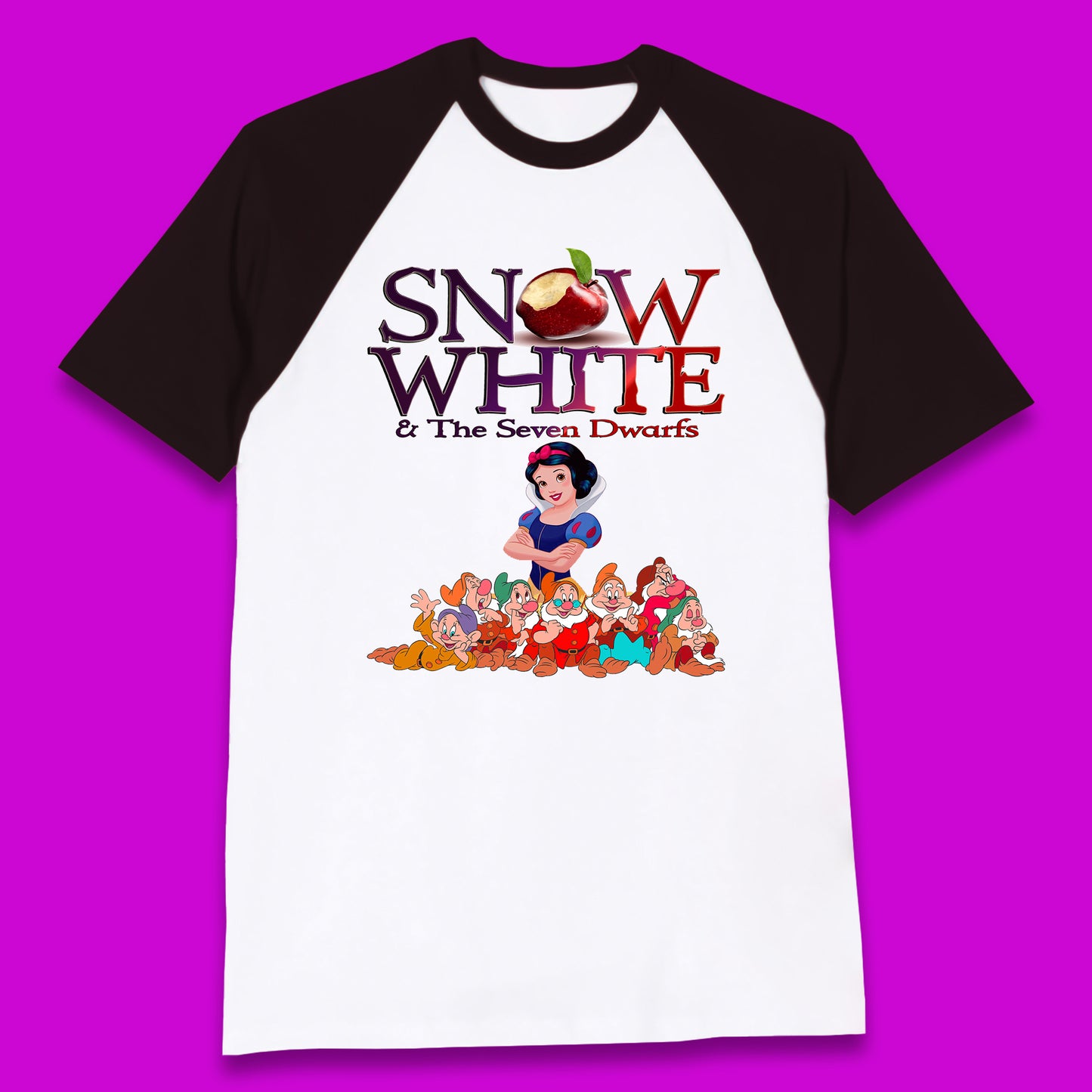 Disney Snow White And The Seven 7 Dwarfs Disney Dwarfs Group Grumpy Sleepy Dopey Doc Sneezy Bashful Happy Disneyland Cartoon Character Baseball T Shirt