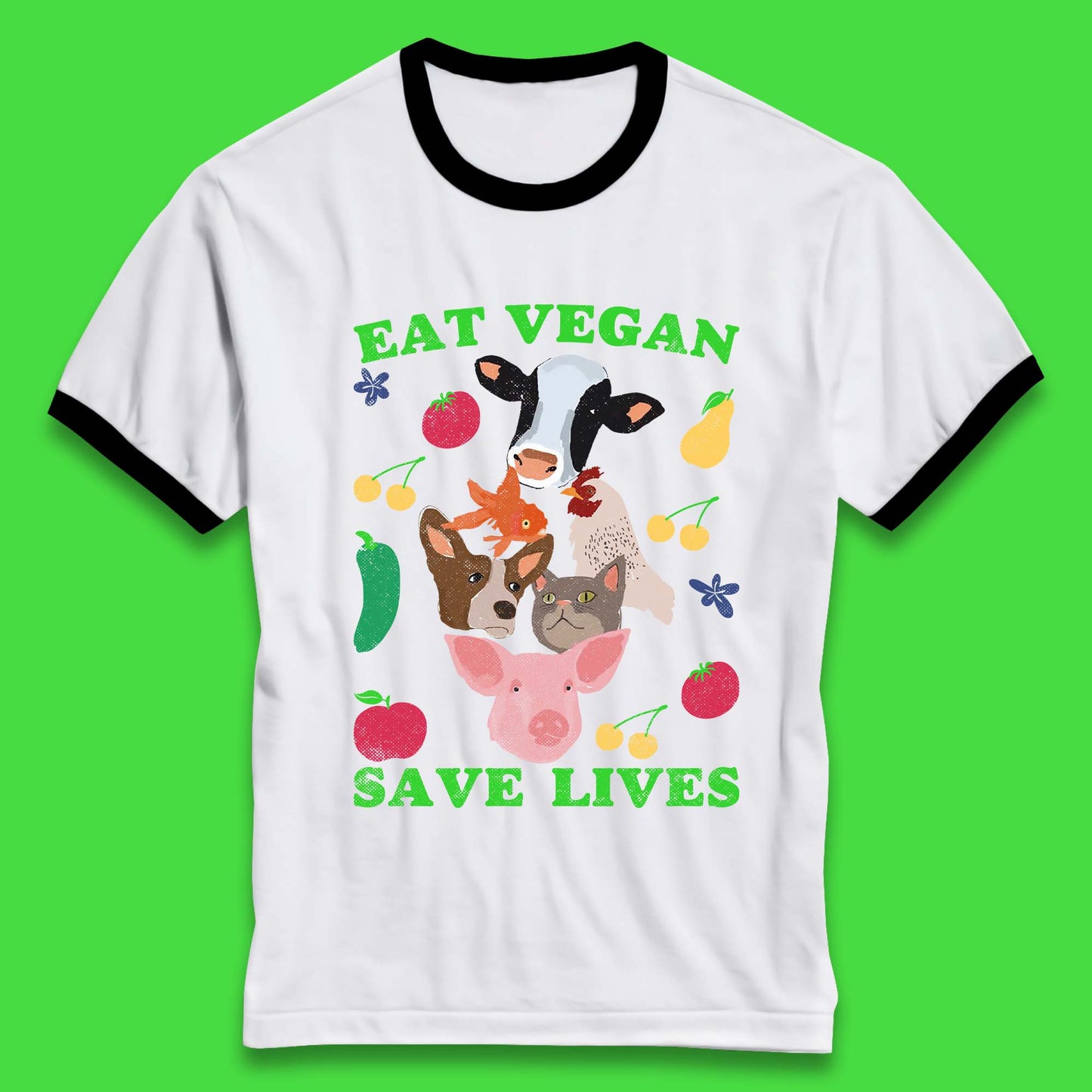 Eat Vegan Save Lives Ringer T-Shirt