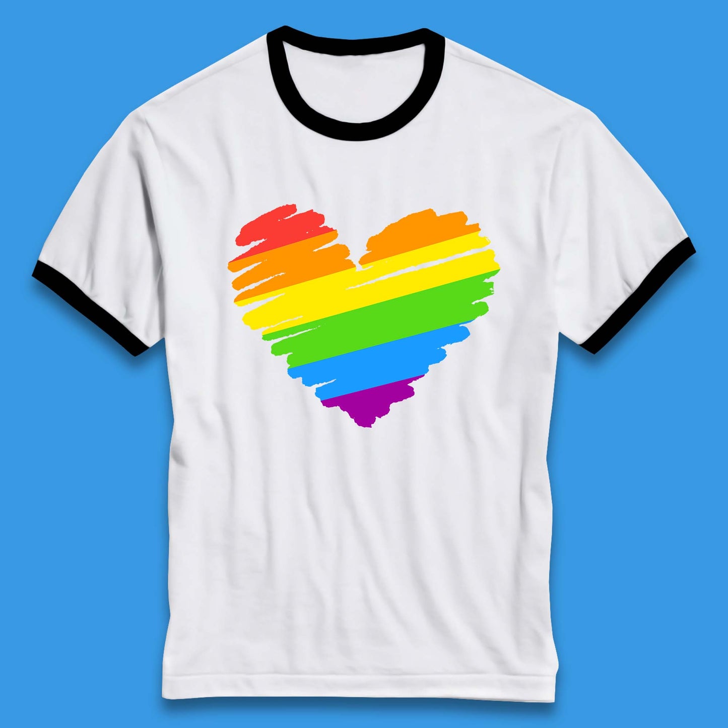 Rainbow Colour Heart Pride LGBTQ Rainbow Pride LGBT Gay Pride Month Ringer T Shirt