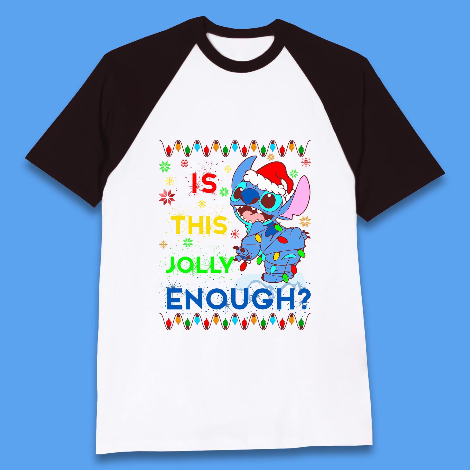 christmas stitch is this jolly enough baseball t shirt