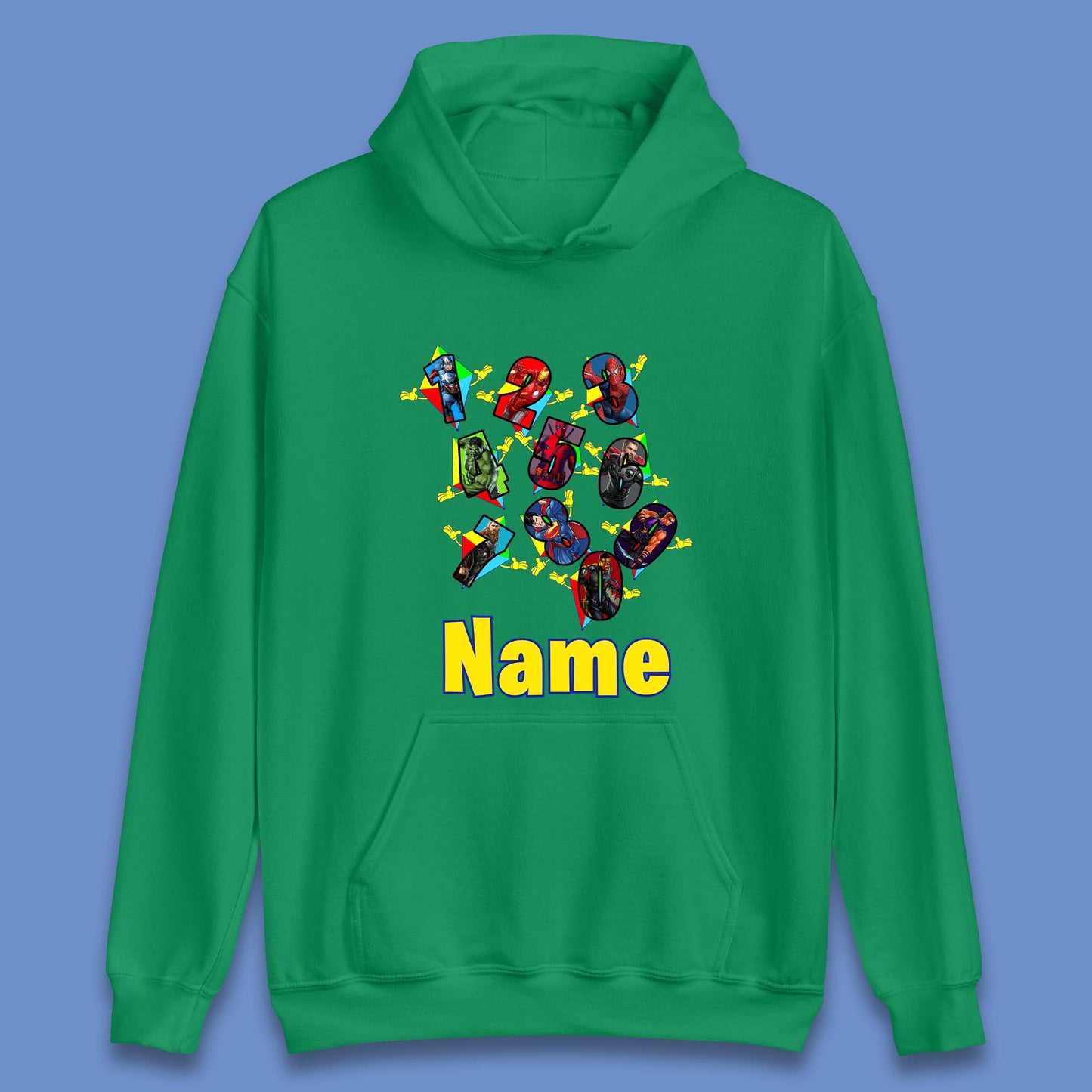 Personalised Number Day Superheroes Superheroes Unisex Hoodie