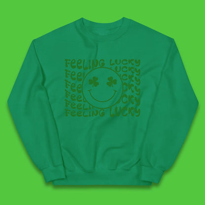 Feeling Lucky Smiley Shamrock Kids Jumper