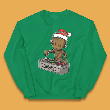 Baby Groot DJ Christmas Kids Jumper