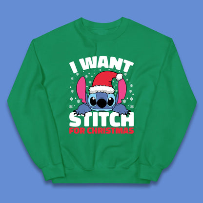 I Want Sticth For Christmas Kids Jumper