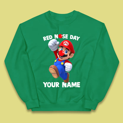 Personalised Super Mario Red Nose Day Kids Jumper