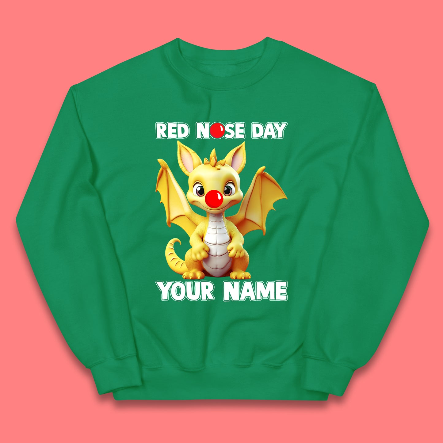 Personalised Dragon Red Nose Day Kids Jumper