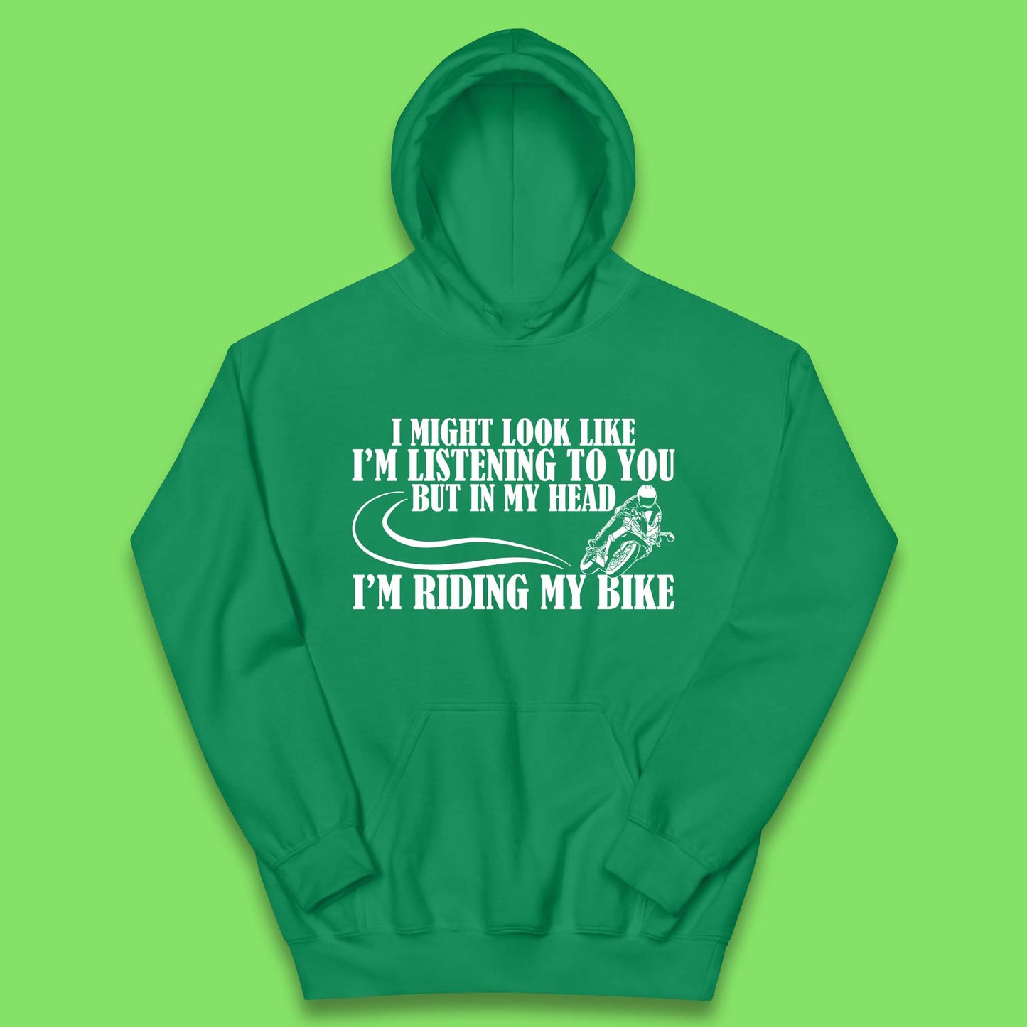 In My Head I'm Riding My Bike Kids Hoodie