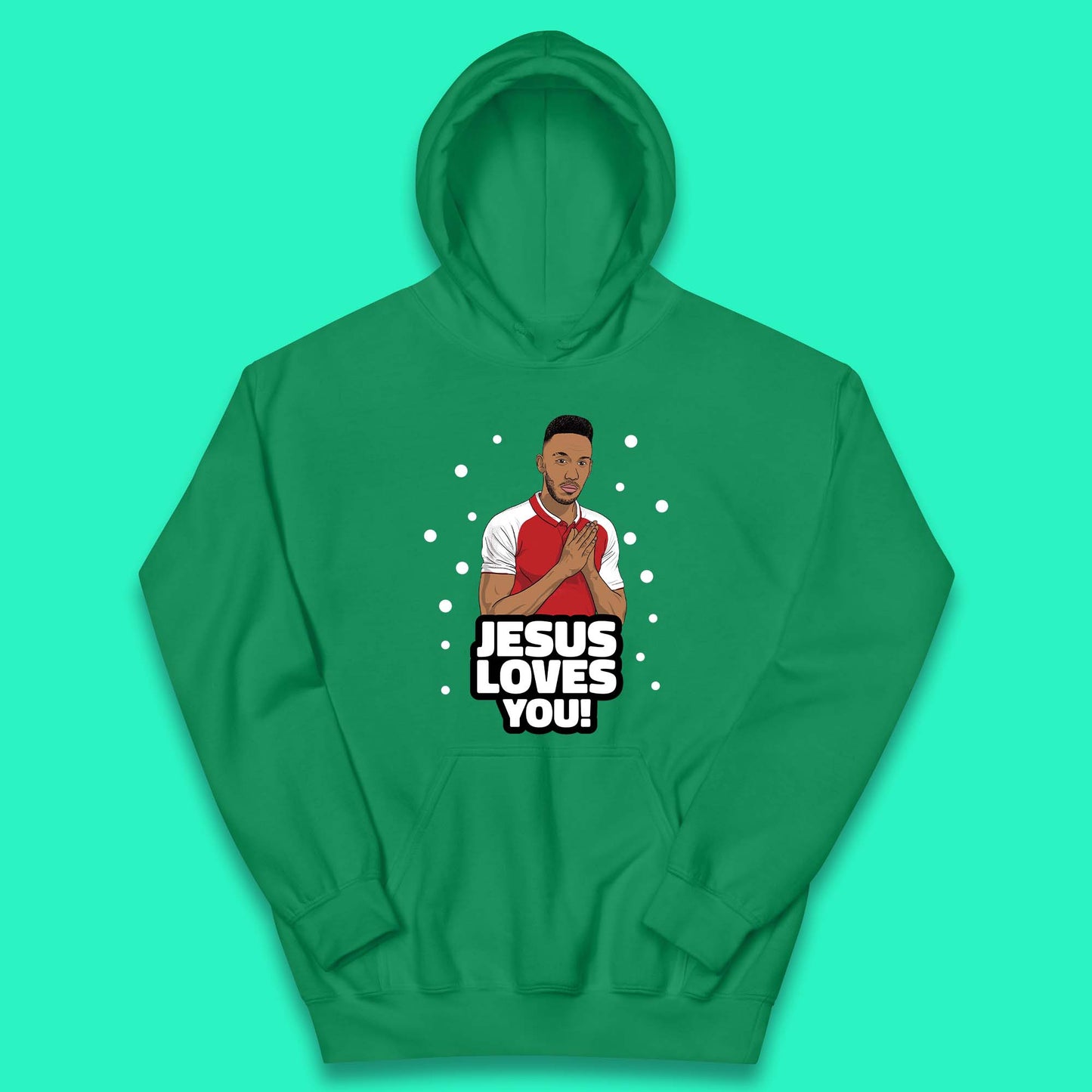 Jesus Loves You Footballer Christmas  Kids Hoodie