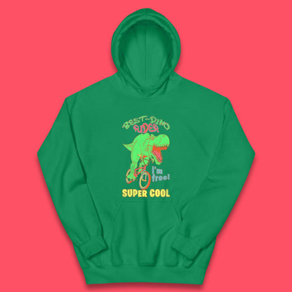 Dinosaur Riding Bicycle Kids Hoodie