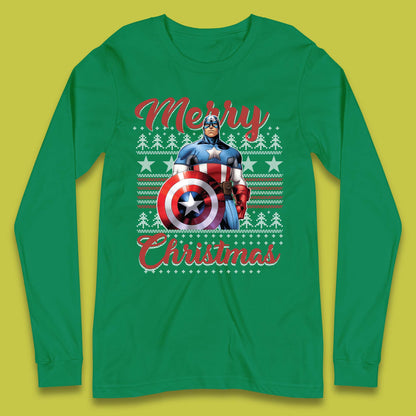 Captain America Christmas Long Sleeve T-Shirt