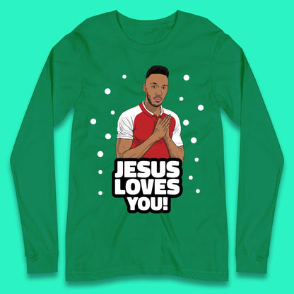 Jesus Loves You Footballer Christmas Long Sleeve T-Shirt