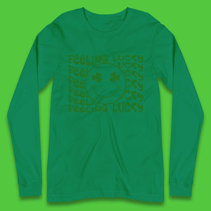 Feeling Lucky Smiley Shamrock Long Sleeve T-Shirt