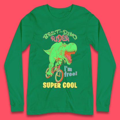 Dinosaur Riding Bicycle Long Sleeve T-Shirt