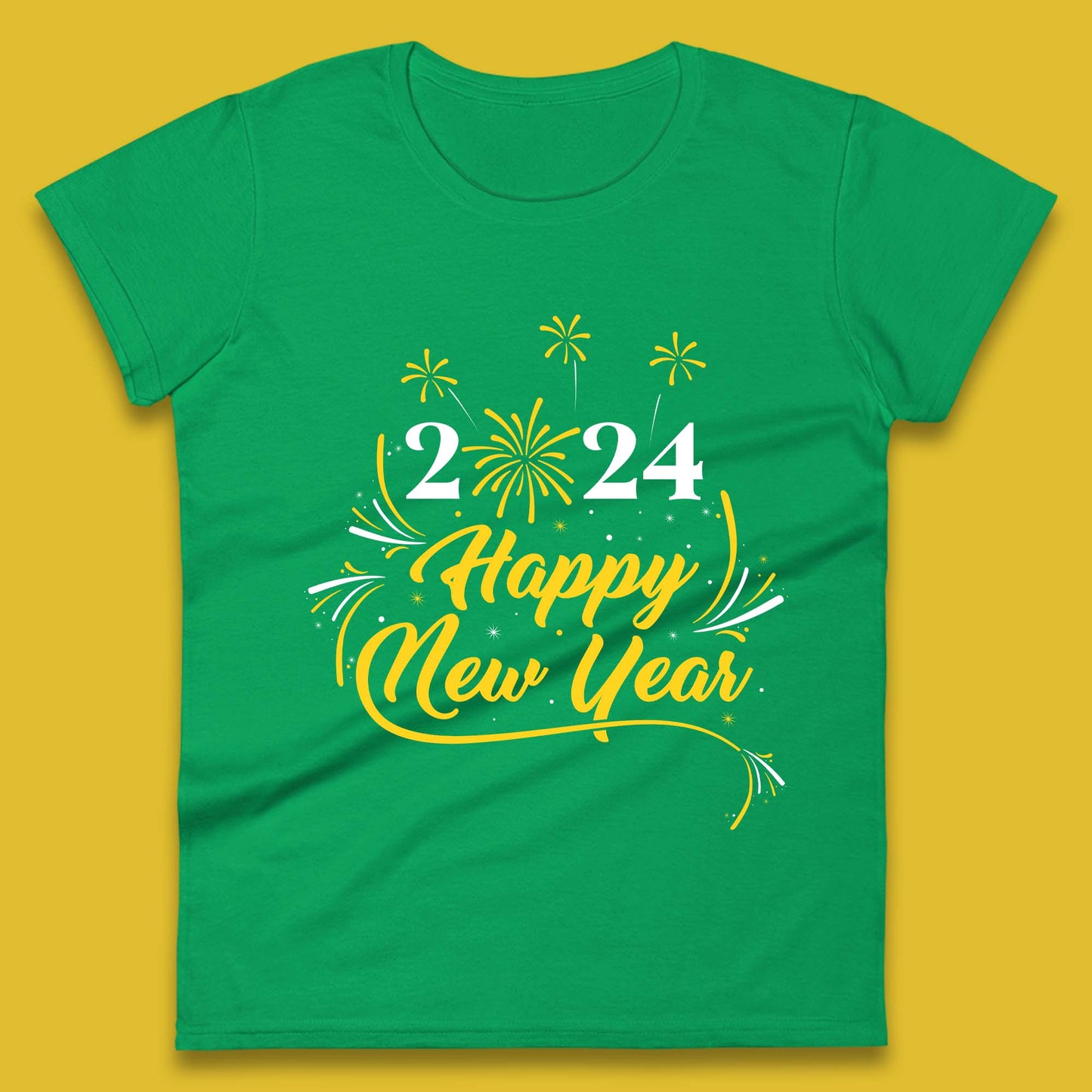 2024 Happy New Year Fireworks Womens T-Shirt