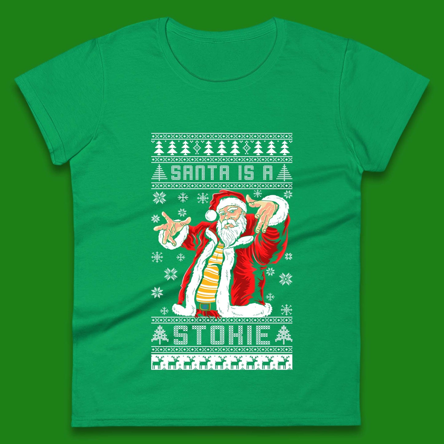 Santa is A Stokie Christmas Womens T-Shirt