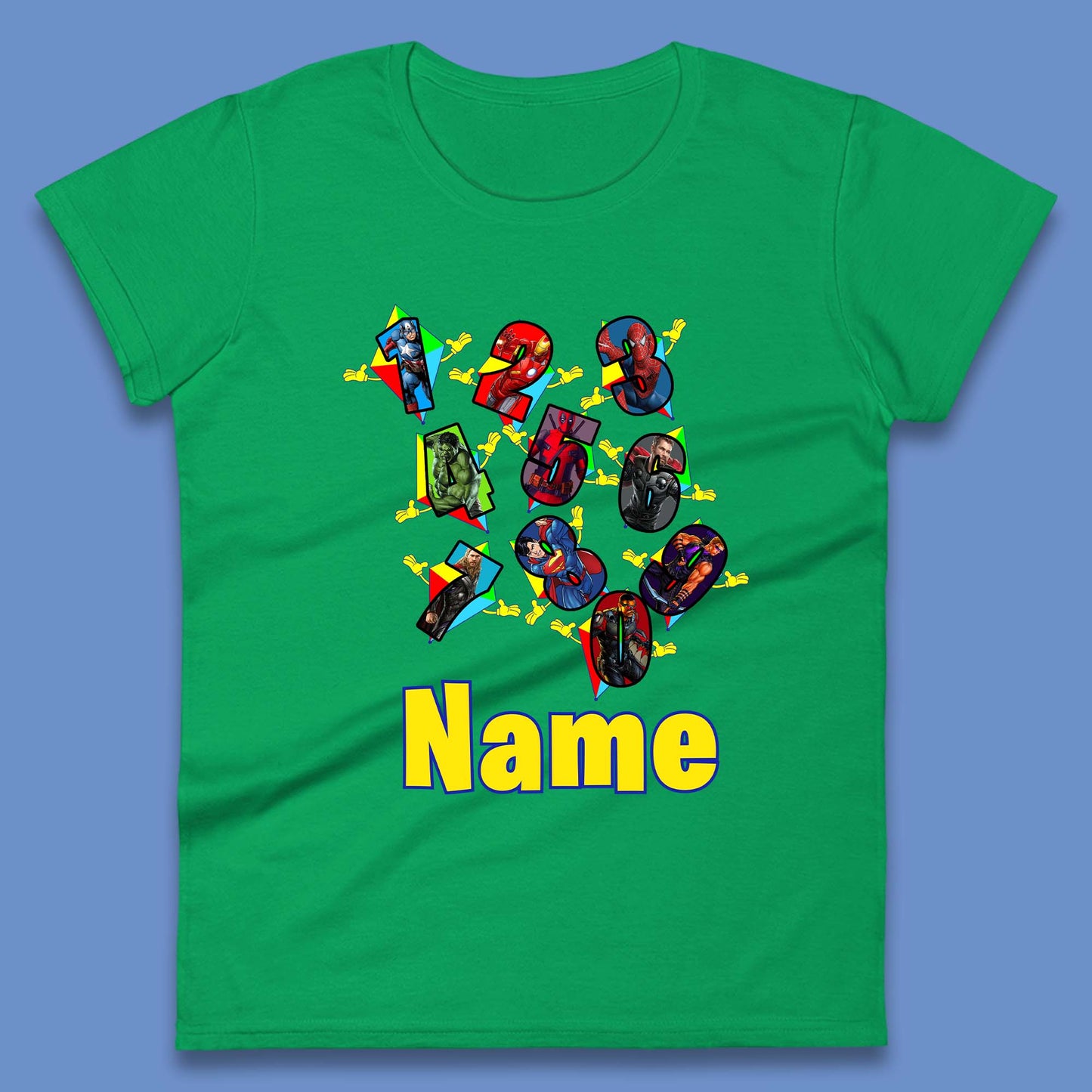 Personalised Number Day Superheroes Superheroes Womens T-Shirt