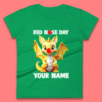 Personalised Dragon Red Nose Day Womens T-Shirt